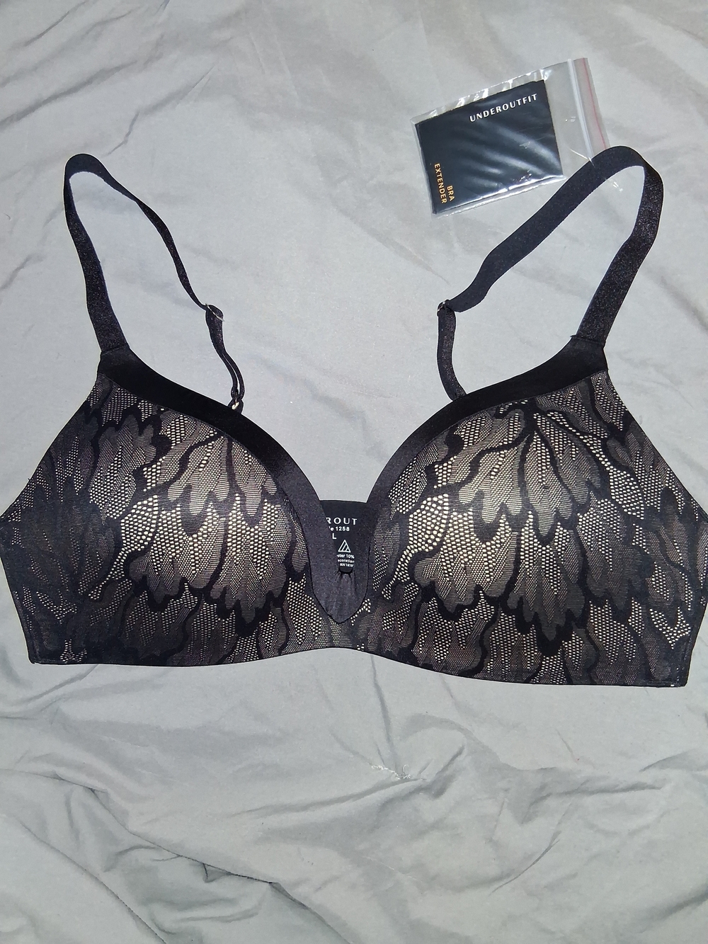 Underoutfit Lace Overlay Black T-Shirt Bra